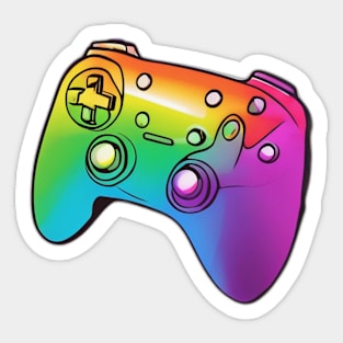 Neon Rainbow Gaming Controller Design No. 546 Sticker